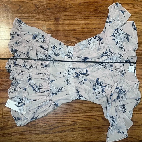 MISA Los Angeles Pink Floral Print Ruffle Mini Dress Women Size S - Picture 8 of 9